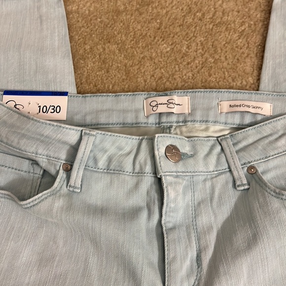 Jessica Simpson Rolled Cropped Skinny Jeans in Canal Blue - Picture 7 of 8